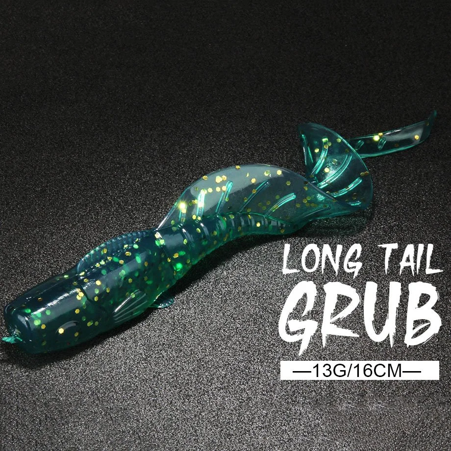 Long Tail Grub Worm Soft Fishing Lures