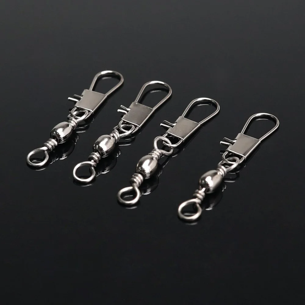 30pcs Stainless Steel Snap Swivels #6 #8 – High Strength Fishing Connectors