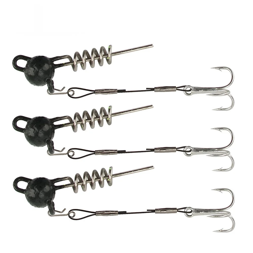 Soft Bait Screwball Jig Head with Stinger Rig for Pike Bass Trout Fishing