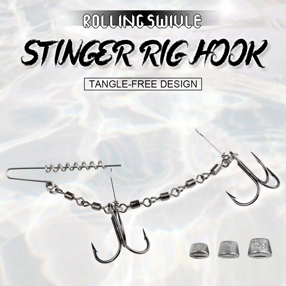 Swivel Stinger Rig Hook System with Treble Hook & Weighted Sinkers