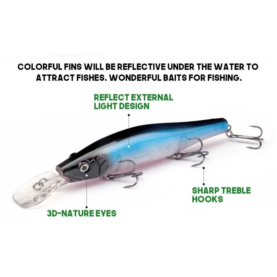Floating Minnow Fishing Lure 145mm 18g with Treble Hooks