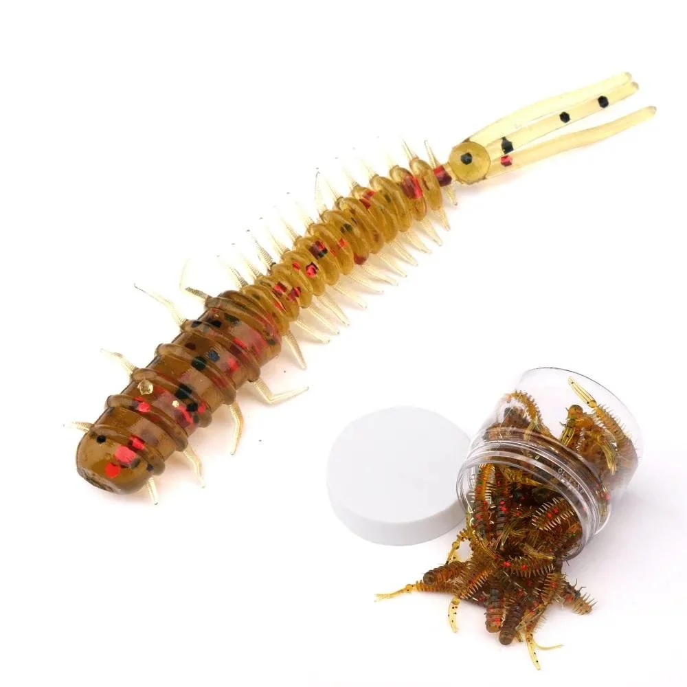 50pcs Soft Worm Fishing Lures Kit - 1.77in Straight Tail Swimbait with Case