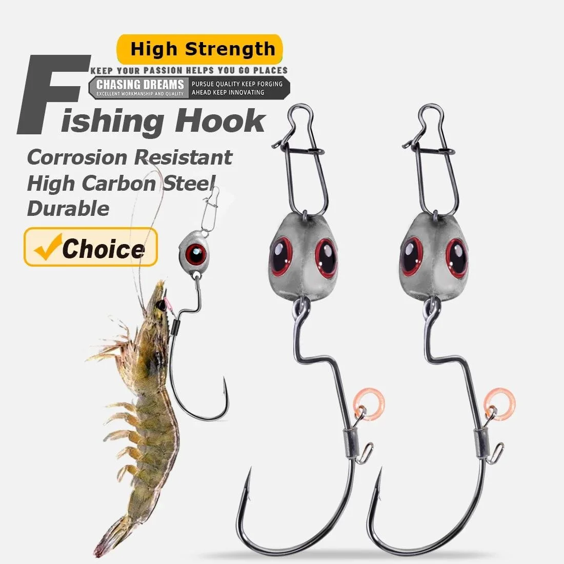 Live Shrimp Jig Hooks 10pcs – EWG Swimbait Hooks for Natural Bait Action