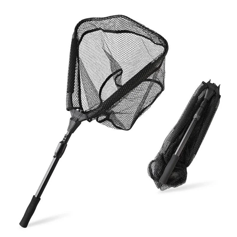 1m Telescopic Folding Fishing Landing Net with Metal Alloy Frame & Large Mesh
