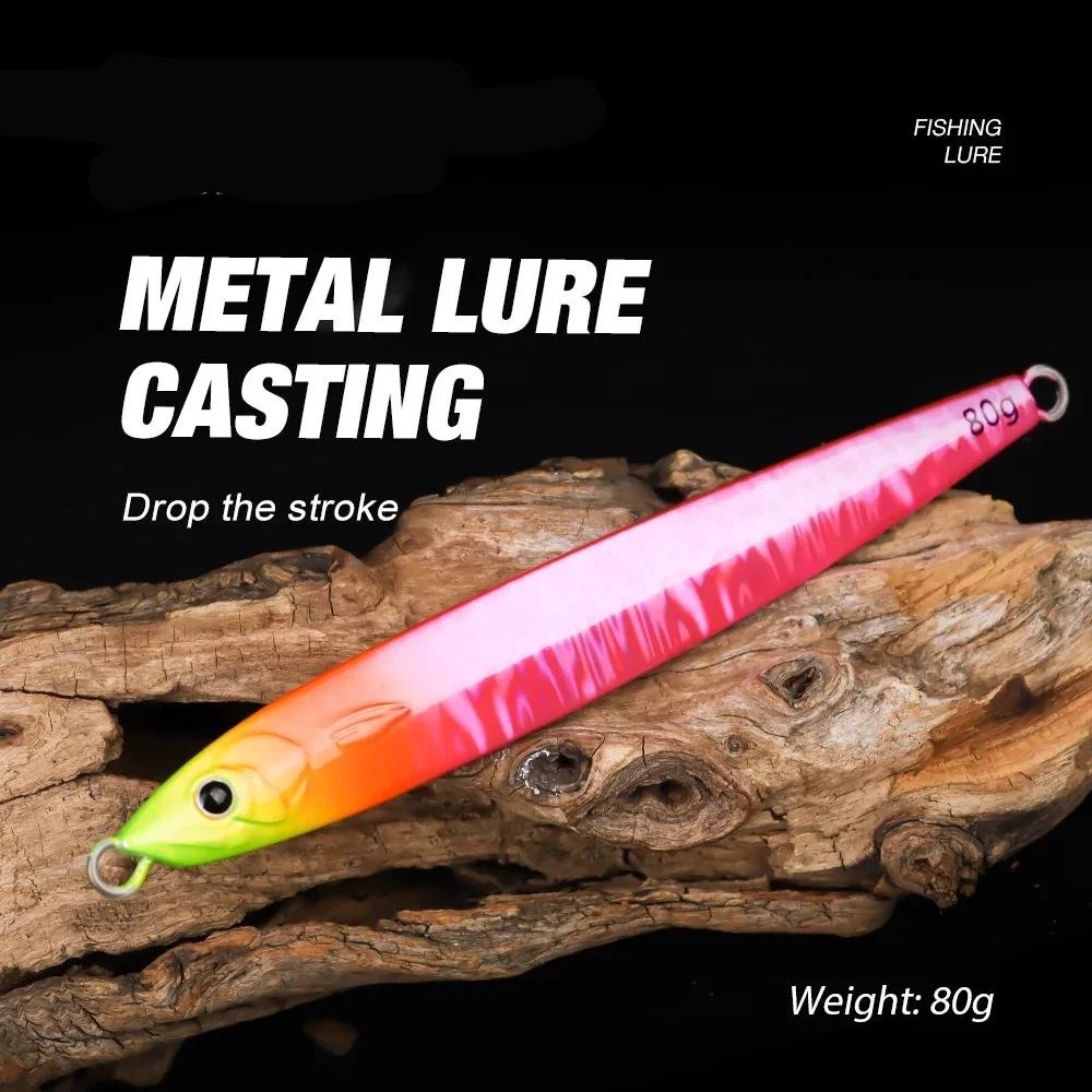 80g Metal Sinking Snapper Jig with Skirt and Assist Hooks for Saltwater Fishing