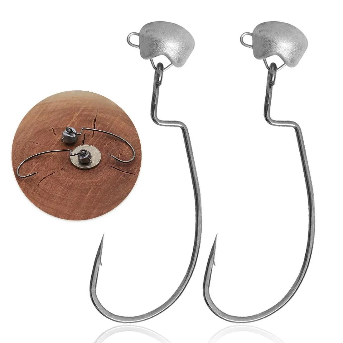 Wide Gap Offset Worm Jig Hooks for Soft Lures