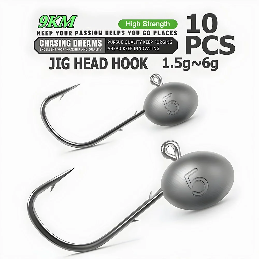 10pcs Micro Jig Head Fishing Hooks 1.5g–6g for Saltwater & Freshwater