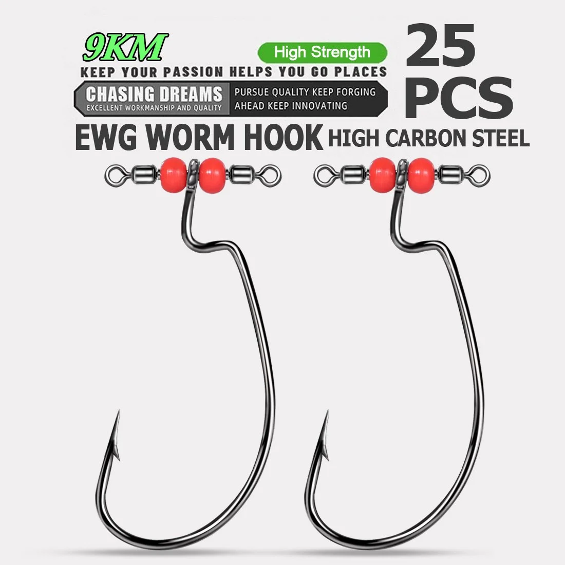 Barbed Swivel EWG Fishing Hooks for Bass – High Carbon Steel, Fresh & Saltwater