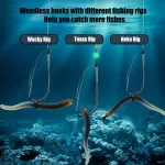 Weedless Wacky Rig Hooks for Bass Fishing – 10Pcs High Carbon Steel Worm Hooks