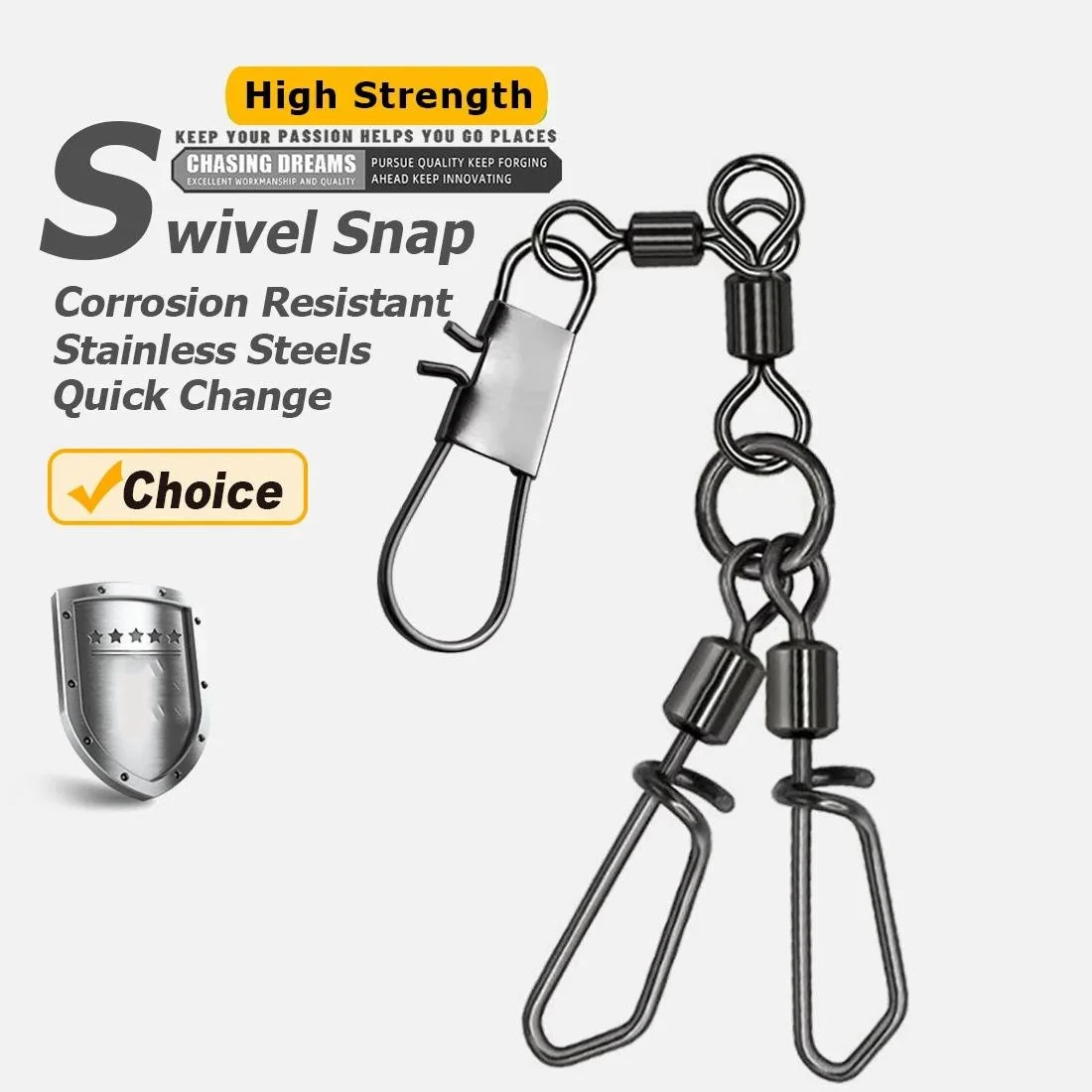 3-Way Swivel Snap Clip Connectors for Saltwater & Freshwater Fishing (5~20pcs)