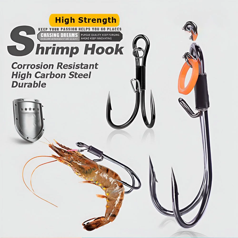 10Pcs Live Shrimp Holder Hooks – Double Hook, Corrosion Resistant, Reusable