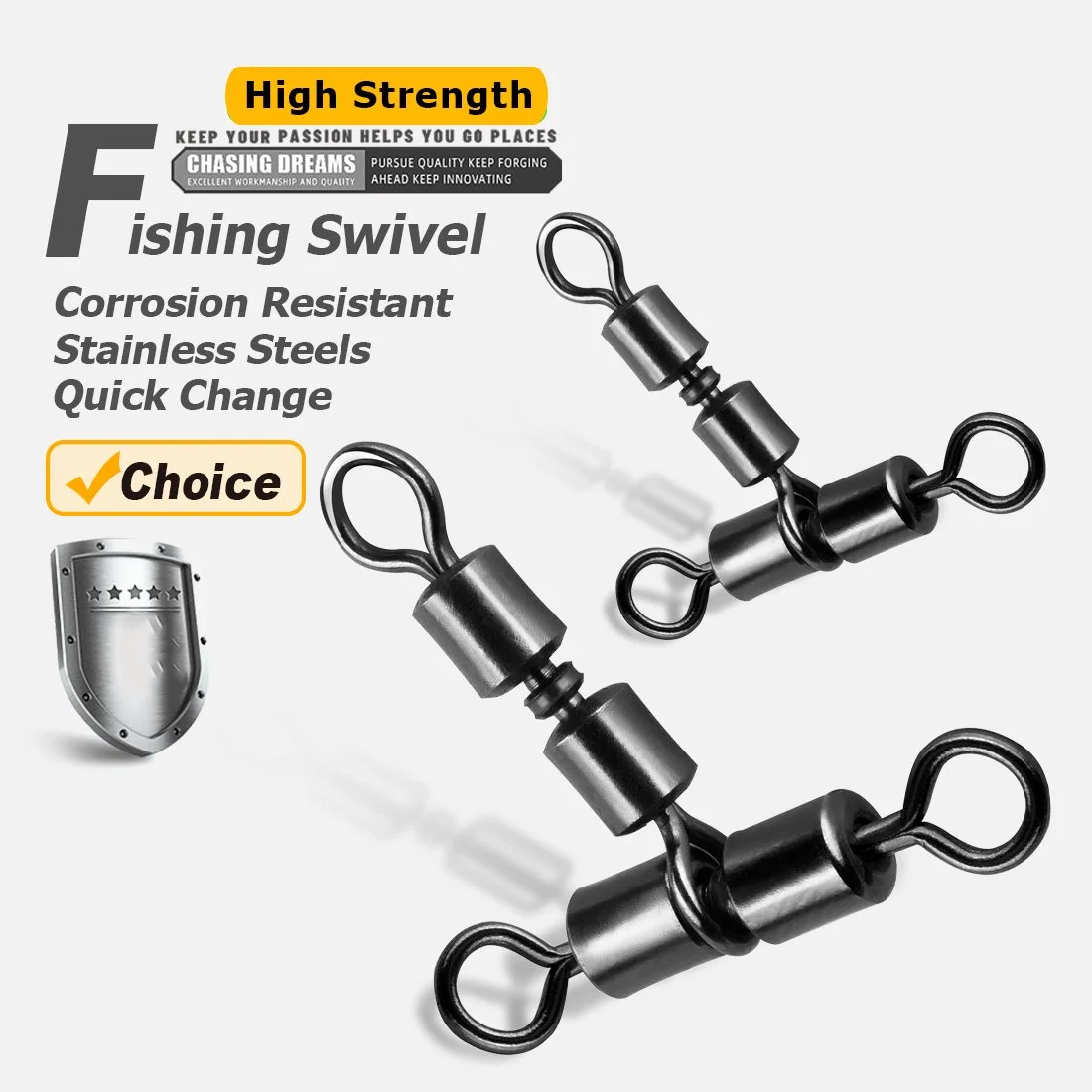 3-Way T-Shape Fishing Swivels – 15-60pcs Corrosion Resistant Double Rolling