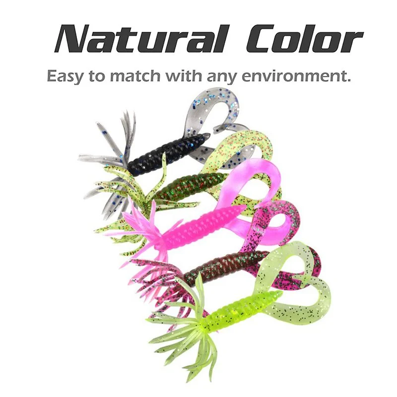 5pcs Soft Floating Squid Swimbait Lures 7cm Silicone Worm Baits for Pike & Perch