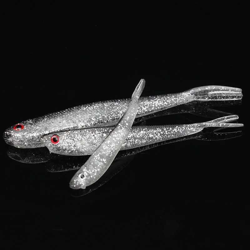 5pcs Soft Plastic Minnow Lures with Forked Tail for Bass, Walleye & Crappie