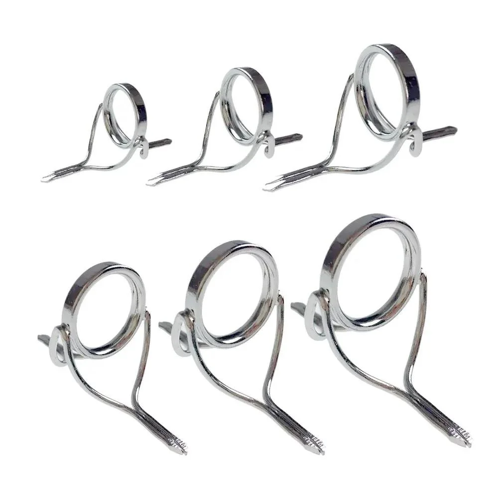6pcs Stainless Steel Fishing Rod Guides Ring Kit Replacement Set