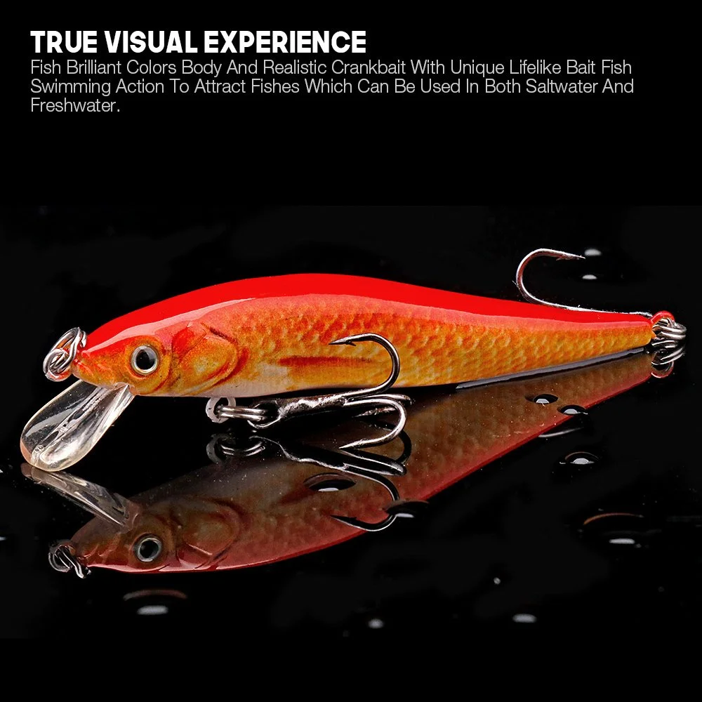 60mm Floating Crankbait Minnow Lure with Treble Hooks for Fresh & Saltwater
