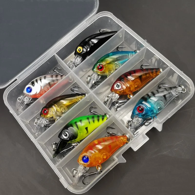 8pcs Floating Crankbait Fishing Lure Set – Topwater Minnow Baits
