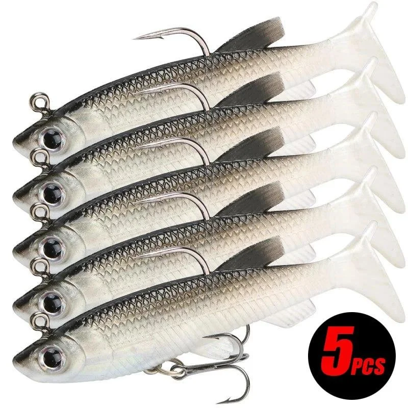 5pcs Soft Fishing Lure Kit – 8cm/2.8in Artificial Bait with Hooks