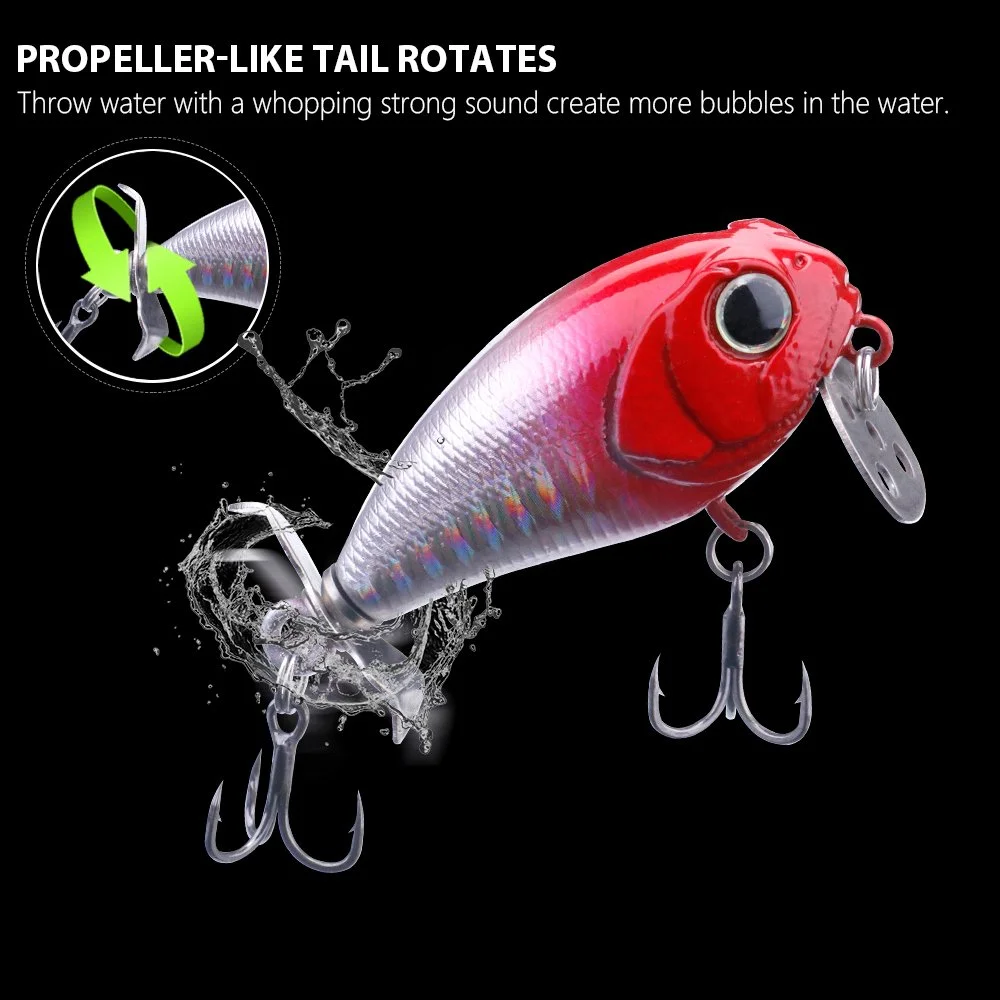 Topwater Popper Fishing Lure 55mm 9.4g with Rotating Spiral Tail