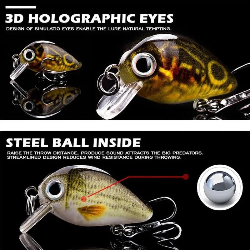 5pcs Mini Crankbait Fishing Lures Set with Tackle Box - Lifelike Swimbaits