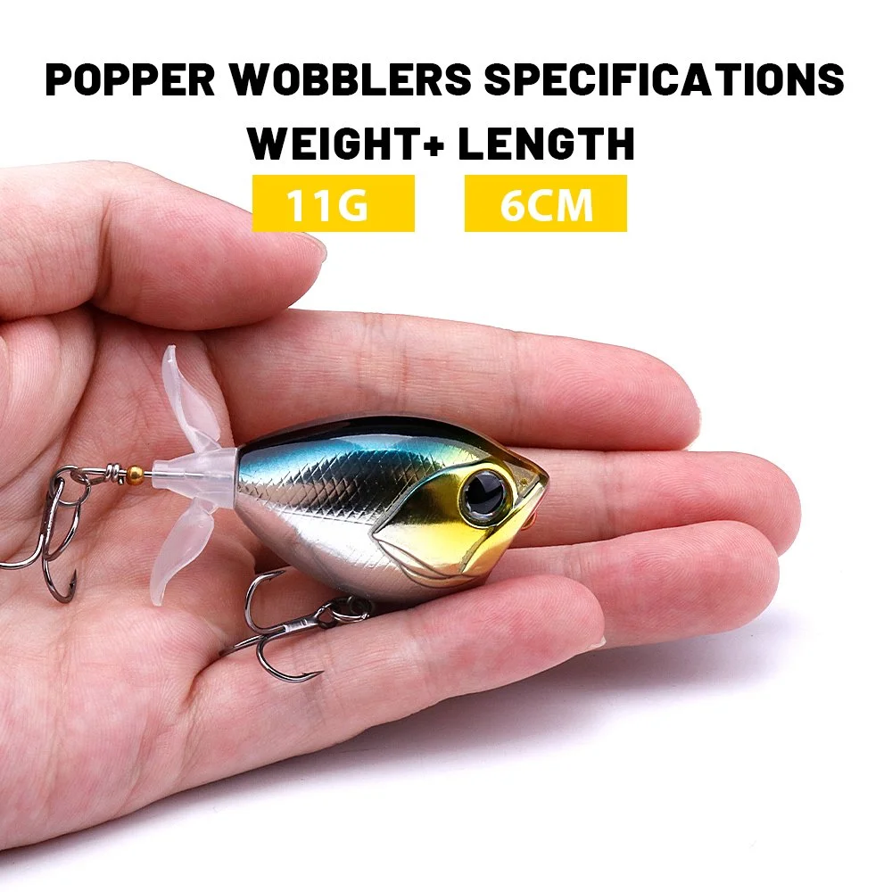 Topwater Double Propeller Whopper Popper Fishing Lure – 2.4in 0.39oz