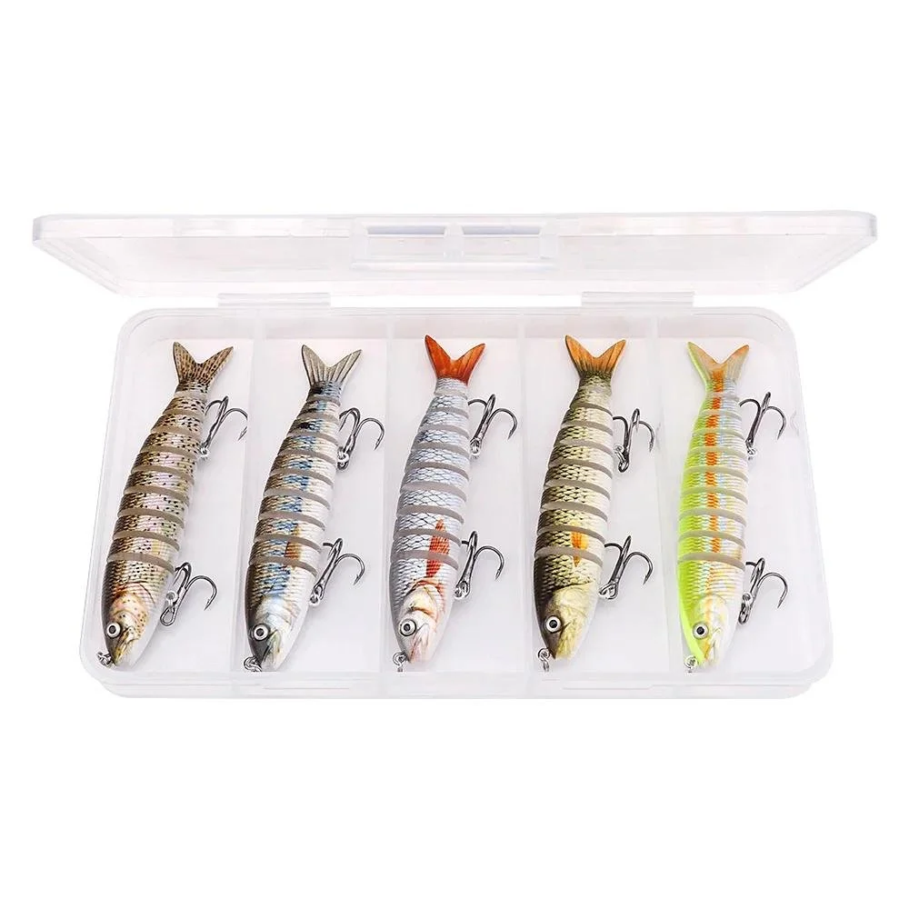5pcs Multi-Jointed 4-Inch Slow Sinking Fishing Lure Set with Sharp Hooks