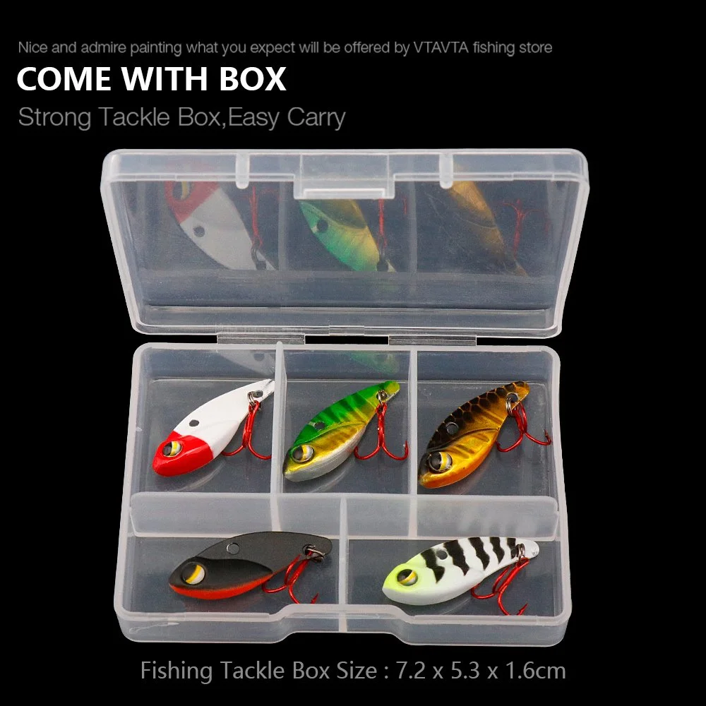 5pcs Mini Metal VIB Spinner Spoon Fishing Lure Set 1-inch 3g Sinking Baits