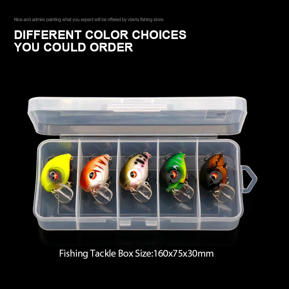 5pcs Mini Crankbait Fishing Lure Set Floating Topwater Wobblers for Bass