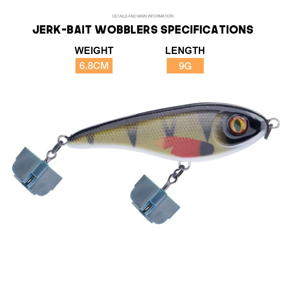 5pcs Slow Sinking Jerkbait Fishing Lure Set with Rattling Sound for Pike