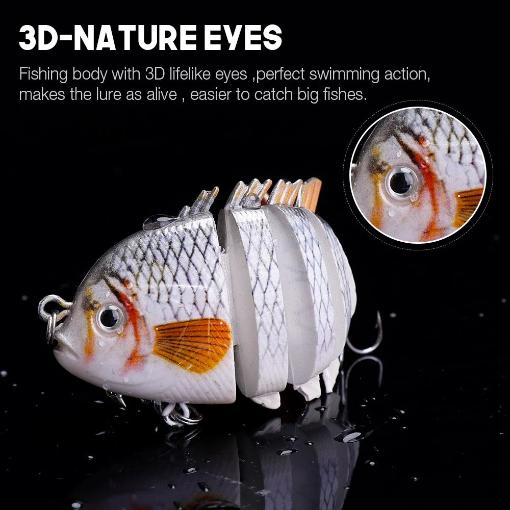 Buy 2 Get 1 Free Multi Jointed Swimbait Fishing Lure 3D Eyes 80mm 14g Sinking