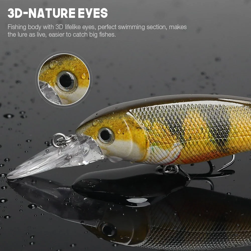 5PCS 3.1in 0.4oz Black Minnow Fishing Lures Floating Crankbait Set with Box