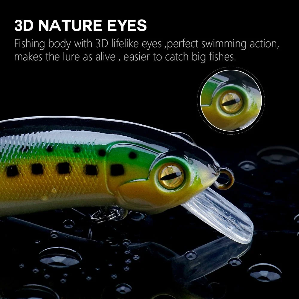Fast Sinking Minnow Fishing Lure 2.4in 0.35oz Hard Crankbait for Bass and Pike
