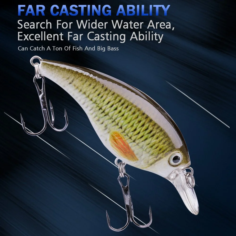 Black Minnow Floating Crankbait Fishing Lure for Bass, Pike, Trout & Perch