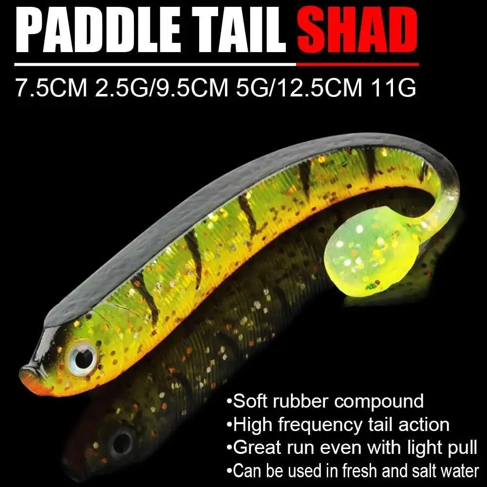 Realistic Paddle Tail Soft Swimbait Lure with 3D Eyes