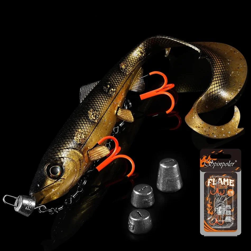 Firebomb Soft Swimbait Kit with UV Hook and Stinger Rig for Pike Fishing