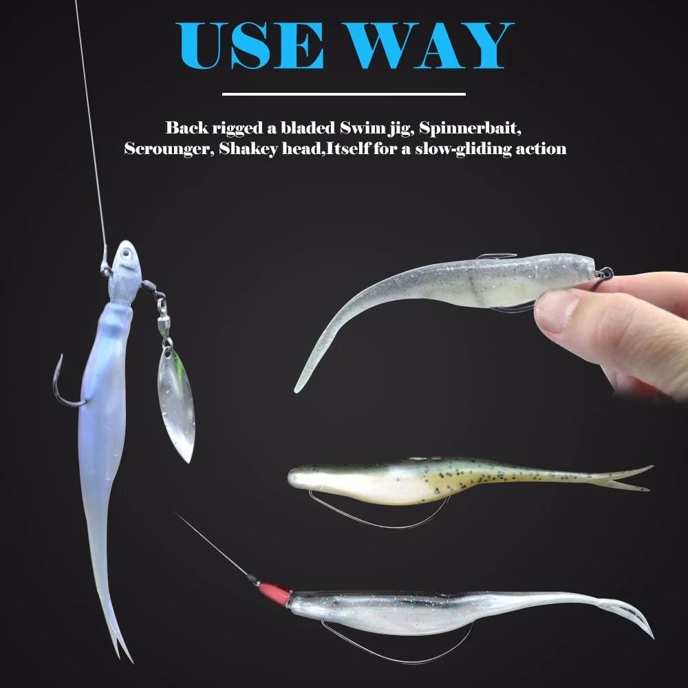 10pcs Soft Jerk Minnow Bait 5in Split Tail Swimbait Lures for Freshwater & Saltwater
