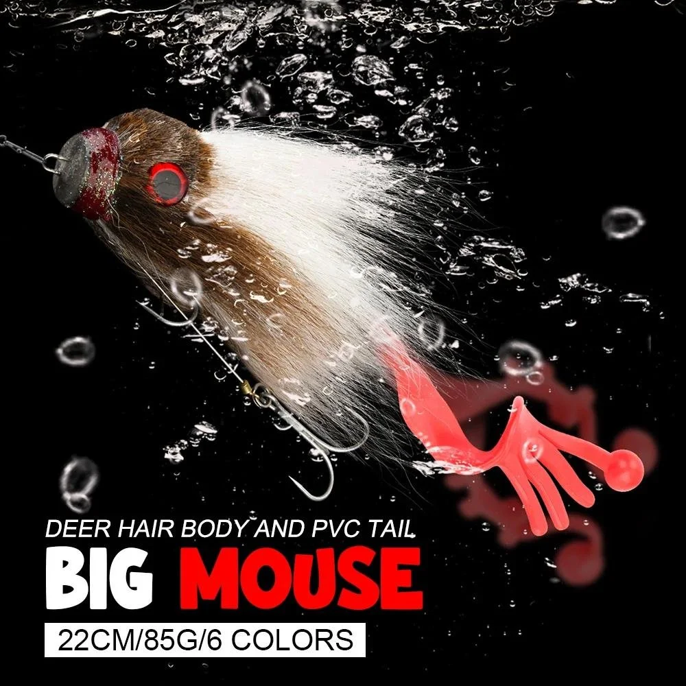 22cm Big Mouse Pike Fishing Lure with Soft Curl Tail