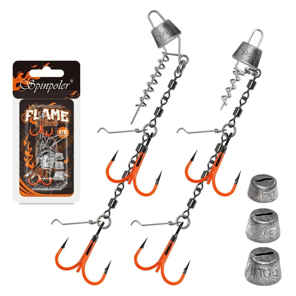 Pike Fishing Stinger Rig UV Treble Hook with Adjustable Weights