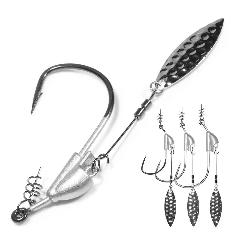Underspin Jigheads Swimbait Hooks with Blade Weighted Weedless Design
