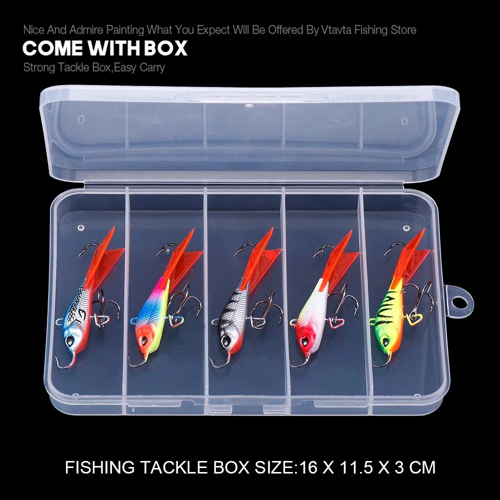5pcs Ice Fishing Jigs Set 63mm 15g - Winter Balanced Swimbait Lures Kit