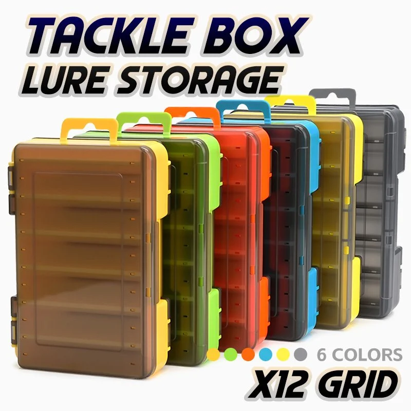 Double-Sided Fishing Tackle Storage Box with 12 Compartments - Waterproof Design