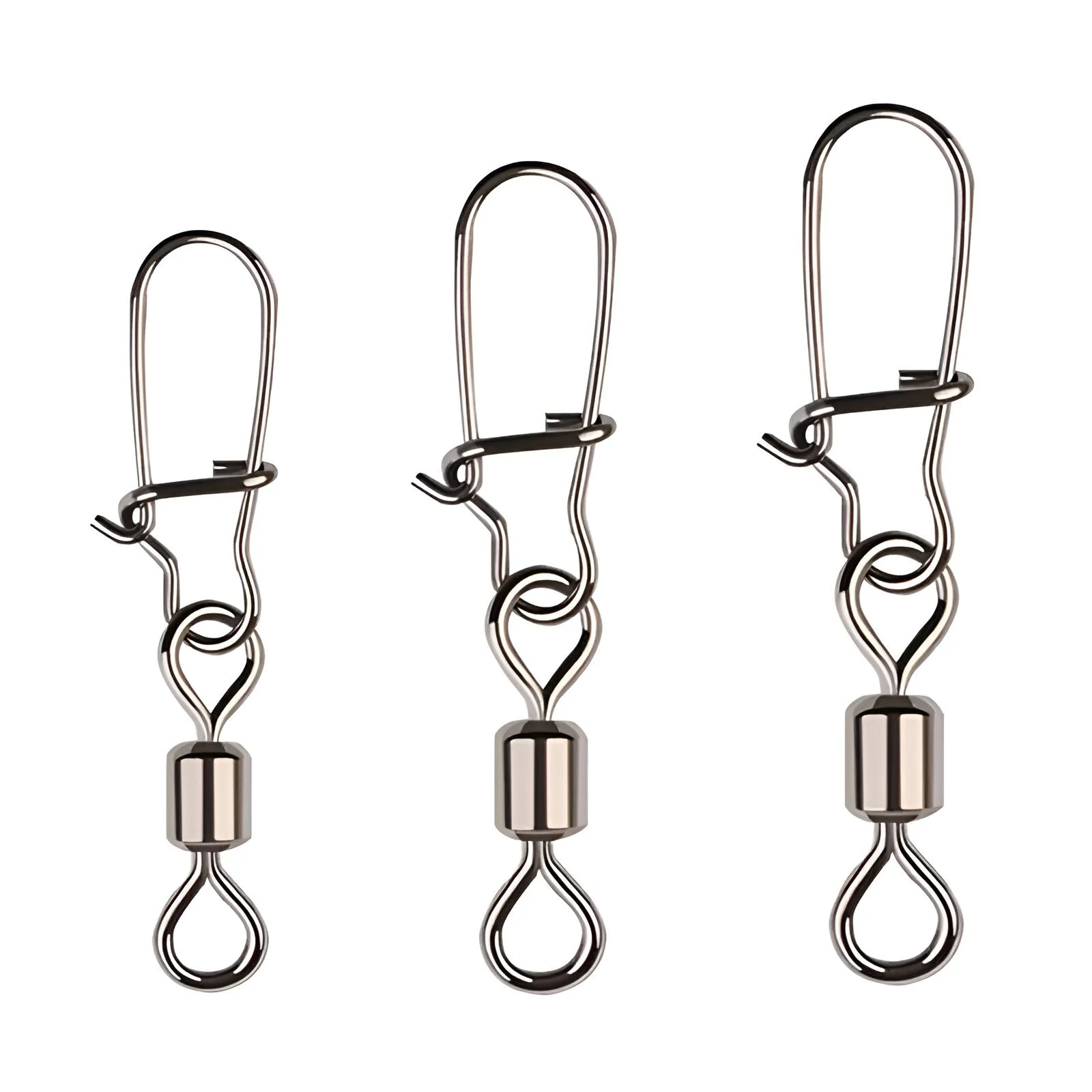 Pike Fishing Swivels 50PCS Stainless Steel Rolling Snap Connectors