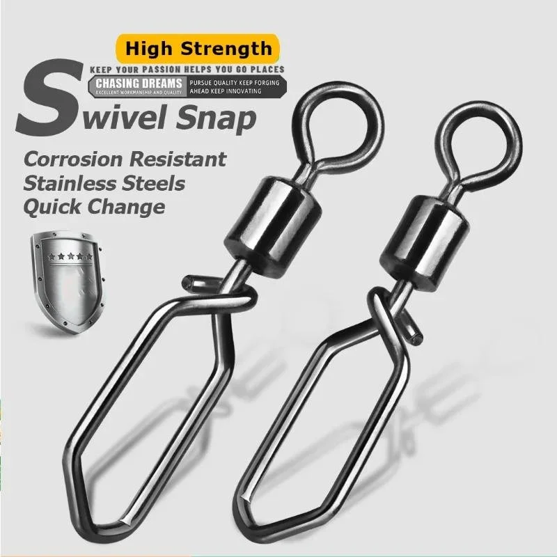 Fishing Swivels Snap 25pcs Stainless Steel Rolling Barrel Lure Connector