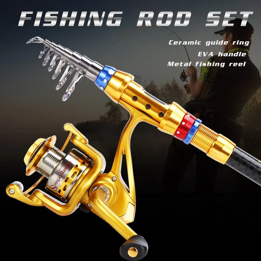Telescopic Spinning Fishing Rod Combo 1.8-3.6M for Saltwater & Freshwater