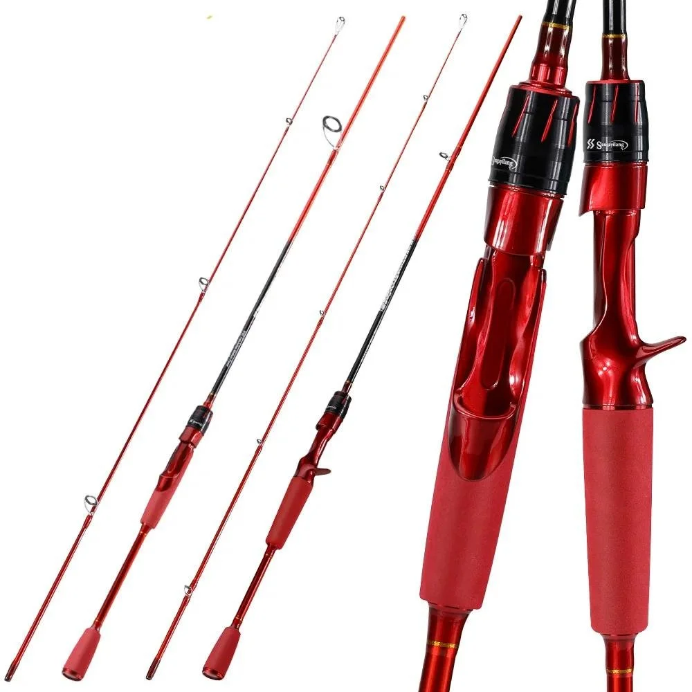 Carbon Fiber Baitcasting Fishing Rod 2-Section Telescopic Spinning Rod