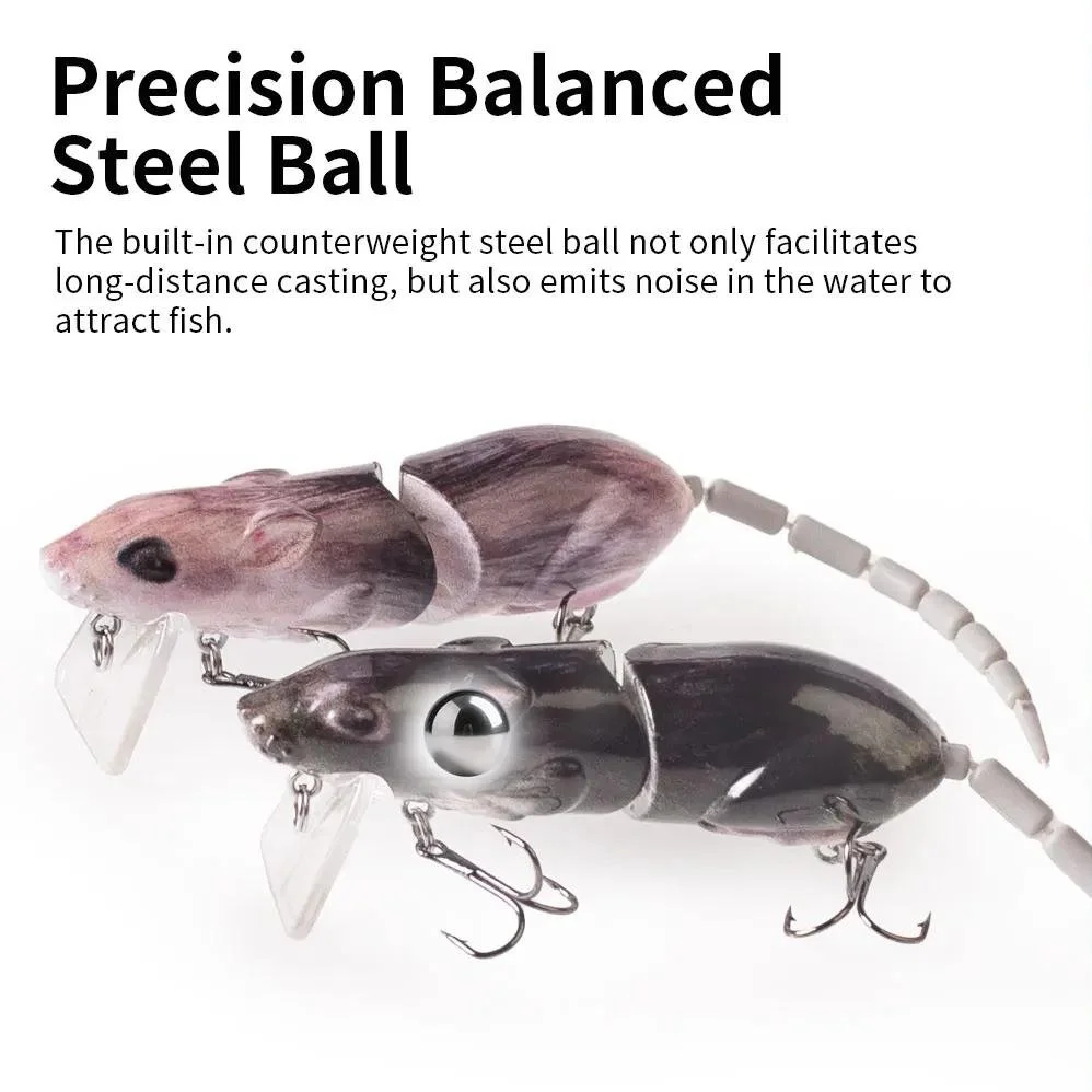Floating Mouse Fishing Lure 3.15in Topwater Swimbait with Treble Hooks