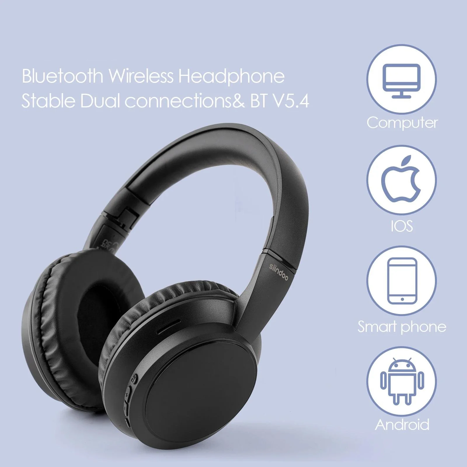Wireless Bluetooth Headphones with 60H Playtime & 3 EQ Modes, Foldable Design