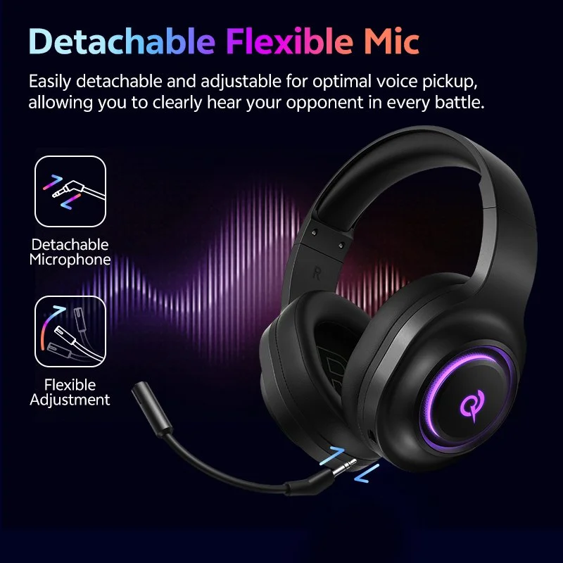 Wireless Gaming Headset with 7.1 Surround Sound, RGB Lights & Ultra-Low Latency