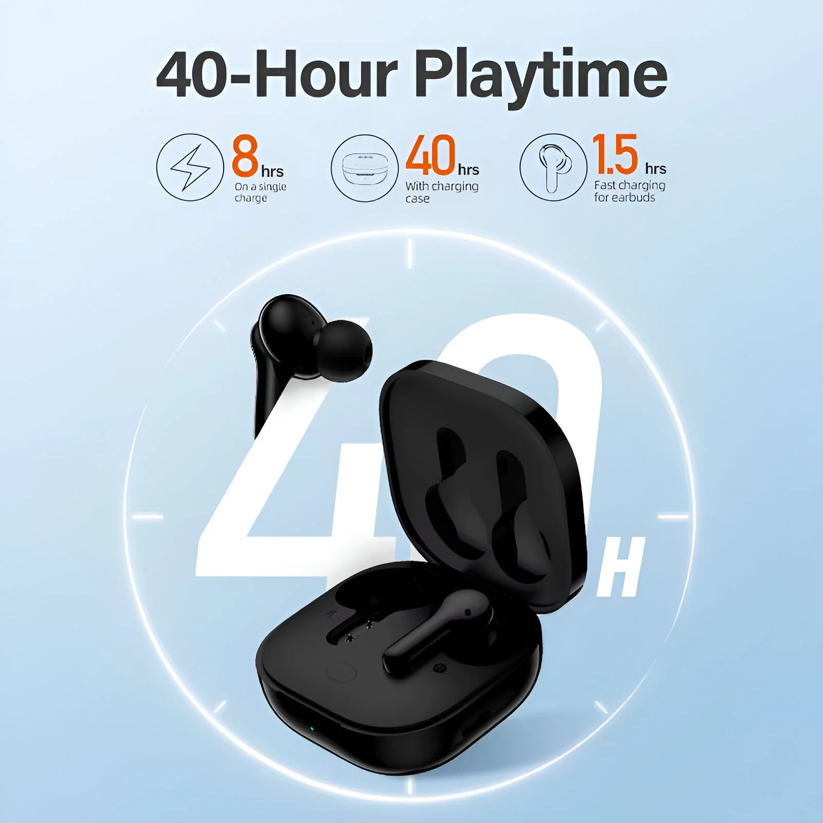Wireless Bluetooth Earbuds with 4-Mic ENC, Deep Bass & 40H Playtime