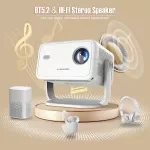 4K Portable Projector with Auto Focus & WiFi6 for Outdoor and Home Cinema